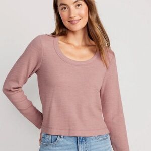 OLD NAVY oversized waffle knit long sleeve cropped shirt